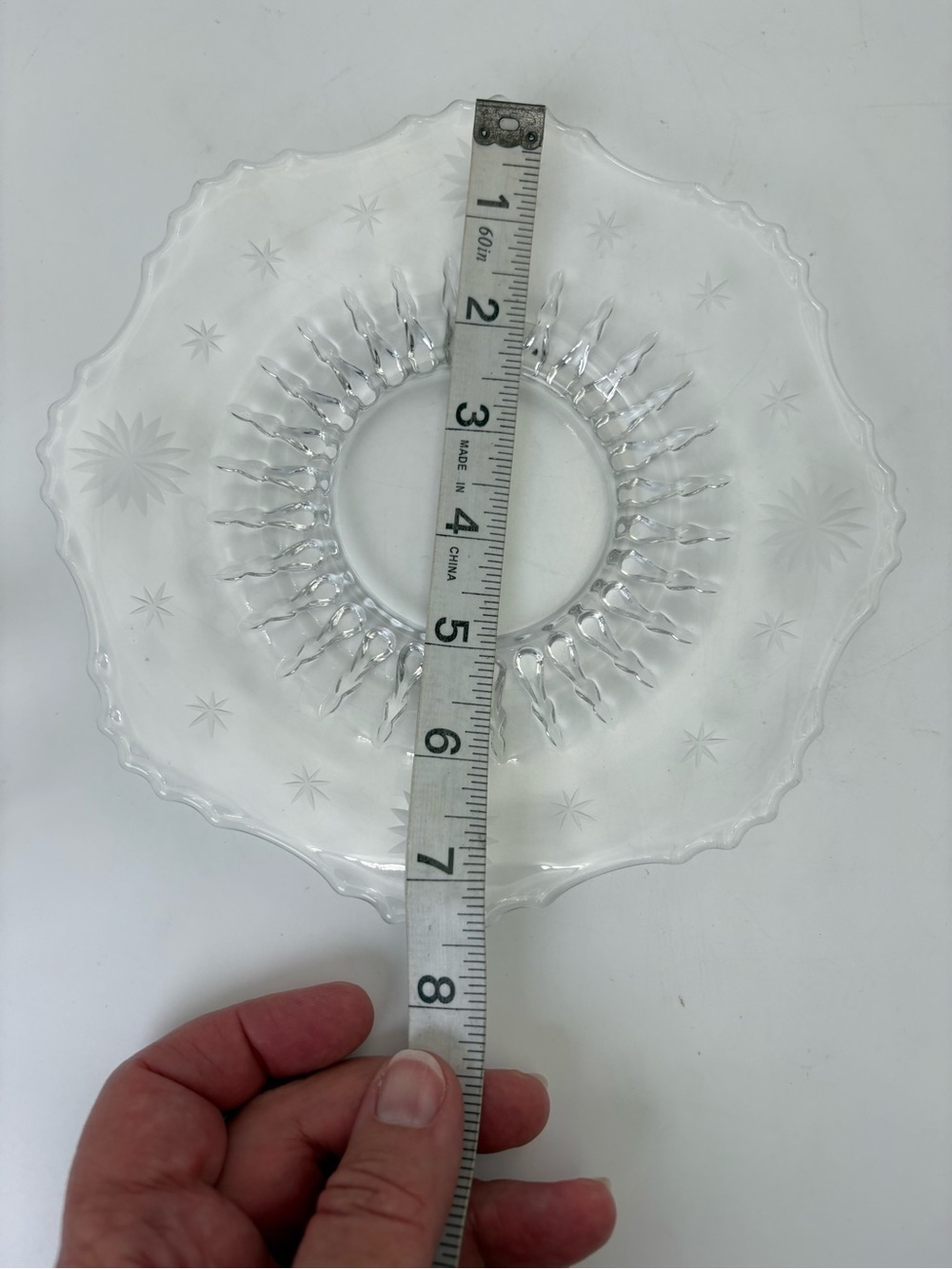 Vintage Scalloped Serving Bowl and Plate with MCM Starburst Pattern - Picture 11 of 13